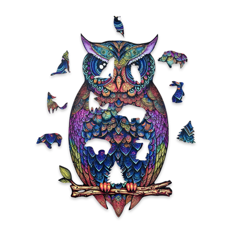 Holzpuzzle Mandala Owl