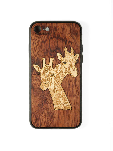 Drevený obal na iPhone  - Giraffes