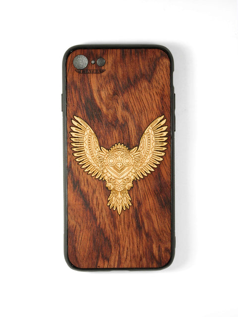 Drevený obal na iPhone Owl