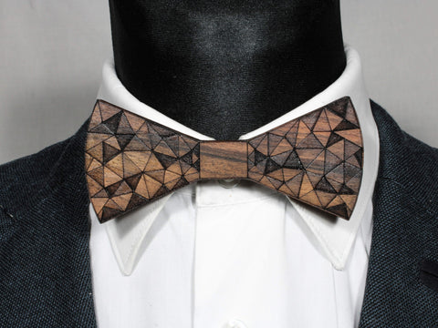 Bow tie set + handkerchief Polygon Walnut